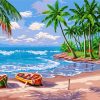 Coconut Trees Fishing Boat Diamond Painting