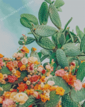 Cactus With Flowers Diamond Painting