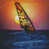 Silhouette Windsurfing At Sunset Diamond Painting