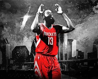 Monochrome James Harden Houston Rockets Diamond Painting