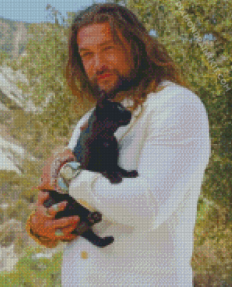 Jason Momoa With Black Cat Diamond Painting