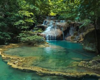 Thailand Kanchanaburi Erawan Waterfall Diamond Painting