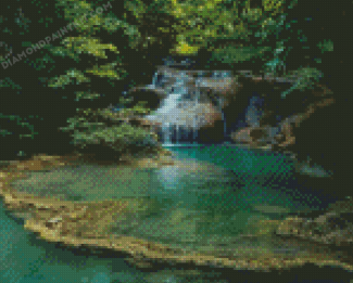 Thailand Kanchanaburi Erawan Waterfall Diamond Painting