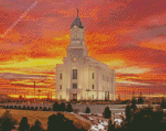 Cedar Temple Sunset Diamond Painting