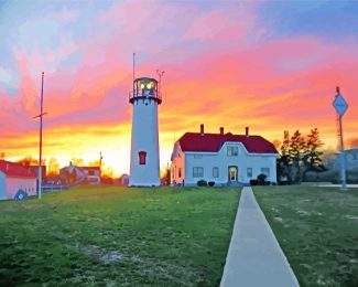 Chatham Lighthouse Sunset Diamond Painting