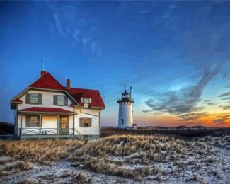 Sunset Over Race Point Lighthouse Diamond Painting