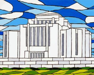 Cardston Temple Illustration Diamond Painting