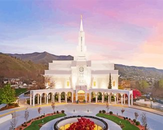 Bountiful Utah Temple Sunset Diamond Painting