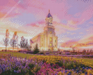 Cedar City Online Temple Sunset Diamond Painting