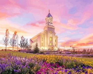 Cedar City Online Temple Sunset Diamond Painting