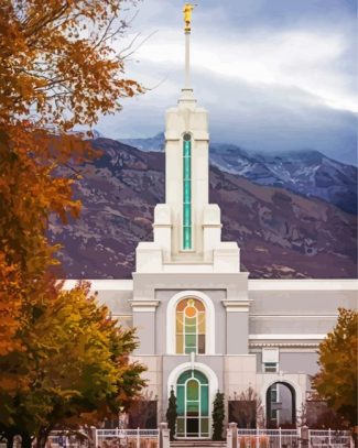 Fall In Mount Timpanogos Temple Diamond Painting