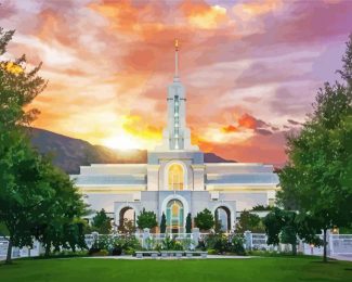 Mount Timpanogos Temple Sunset Diamond Painting