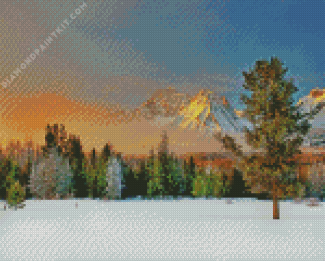 Snow Sawtooth Mountains Diamond Painting art