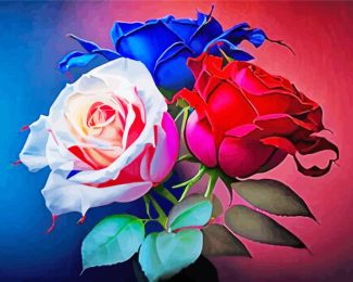 Aesthetic Red And Blue Roses Art Diamond Painting