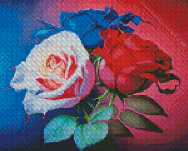 Aesthetic Red And Blue Roses Art Diamond Painting