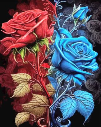 Aesthetic Red And Blue Roses Diamond Painting