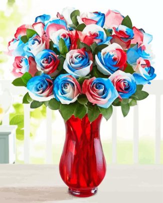 Red And Blue Roses Diamond Painting