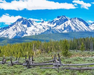 Snowy Sawtooth Mountains Diamond Painting art