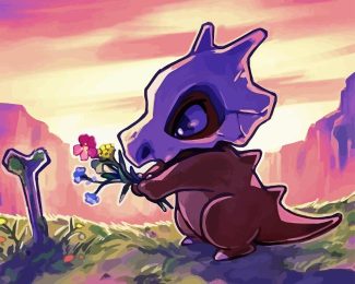 Cubone Flowers Diamond Painting art