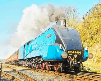 Blue A4 Steam Locomotive Bittern Diamond Painting