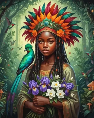 African Girl And Bird Diamond Painting