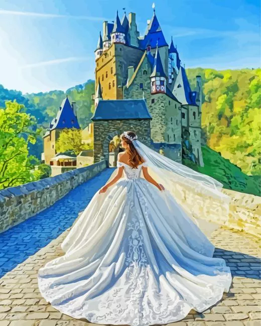 Bride in Eltz castle paint by number Bride In Eltz Castle Diamond Painting