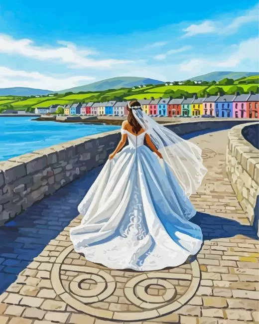 Bride in Kinsale painting by number Bride In Kinsale Diamond Painting