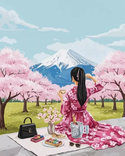 Japanese Girl painting by numbers Japanese Girl Diamond Painting