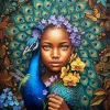 Peacock African Girl paint by number
