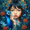 Peacock And Asian Girl Diamond Painting