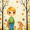 Boy And Bunny Diamond Painting