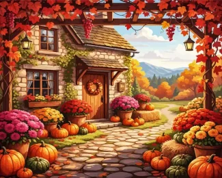 Floral House Diamond Painting