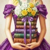 Girl Books And Flowers Diamond Painting