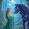 Lady And Black Unicorn Diamond Painting