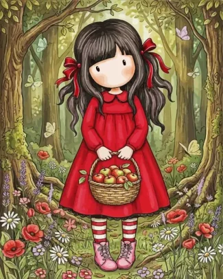 Gorjuss Girl With Apple Basket Diamond Painting