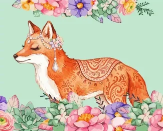 cute fox paint by numbers