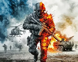 Soldier In War Diamond Painting