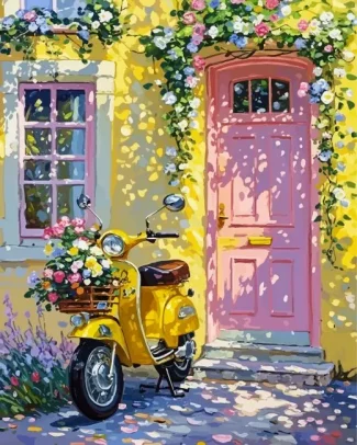 Yellow Motorcycle Diamond Painting